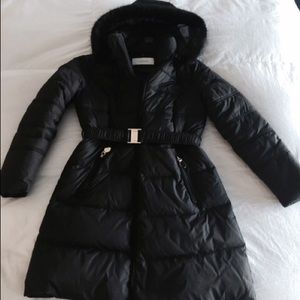 Tahari Womens Black Belted Coat