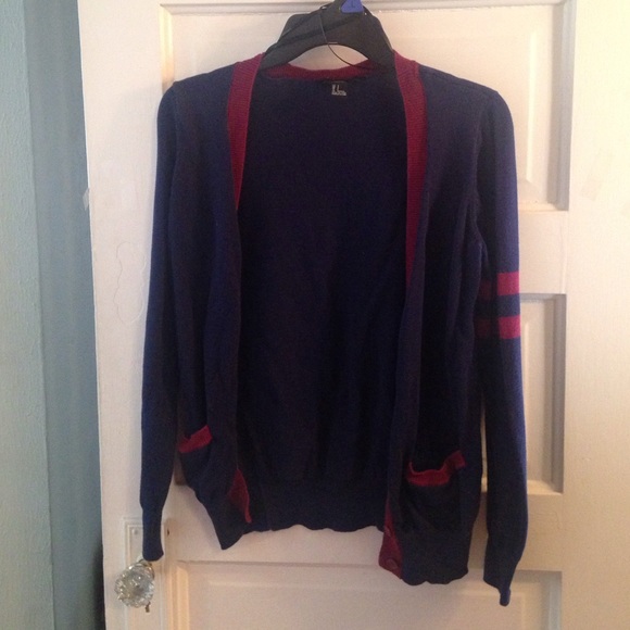 Navy Blue & Maroon Cardigan