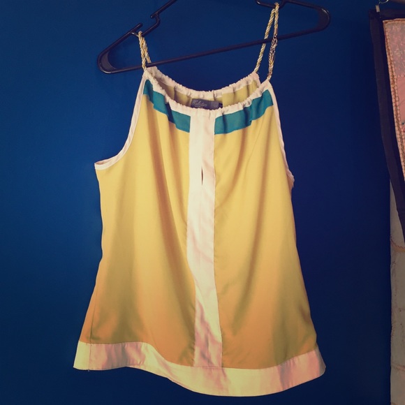 Yellow/green and teal with rope strap tank