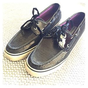 Sequin black Sperrys