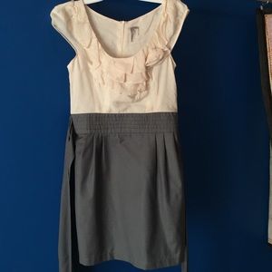 Cream and cray dress with tie belt