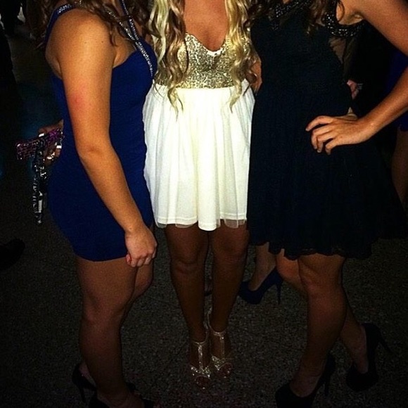 Gold And White Homecoming Dress