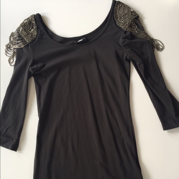 H&M body con dress w/embellished shoulders size XS