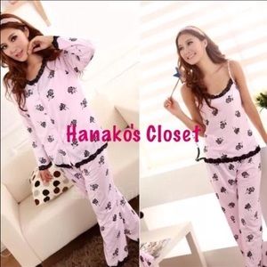 Cute 3-Piece Set Baby Pink Pajamas