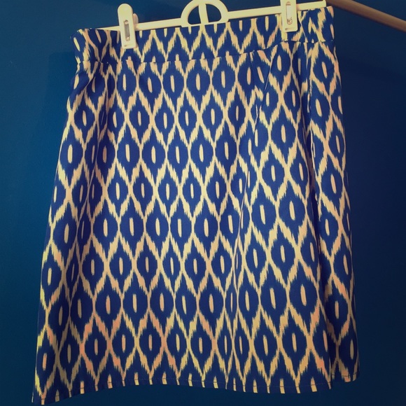 Blue/ yellow zipper skirt