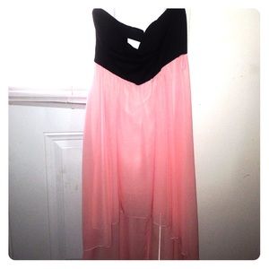 Pink high low dress.