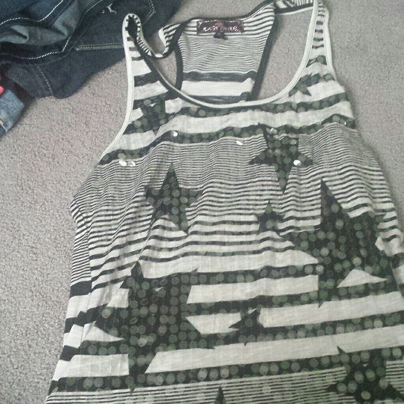 Black and white stripped tank top with stars