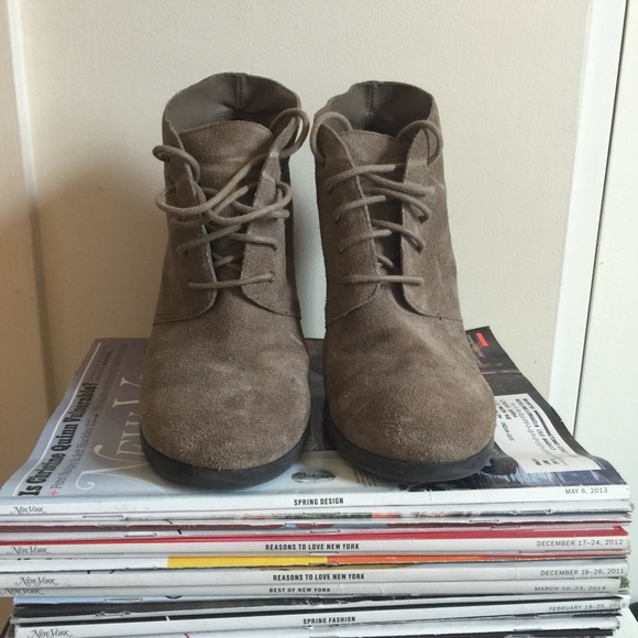 Franco Sarto Taupe Suede Ankle Booties