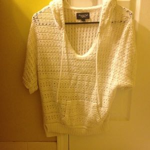 White Knit Hooded Shirt