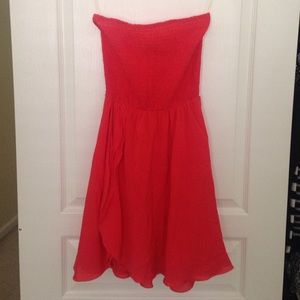 Coral strapless dress