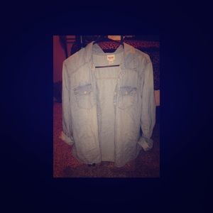 Oversized light blue denim long sleeve Tshirt.