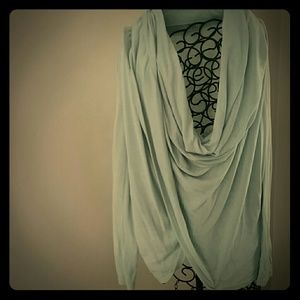Mint Green Wrap Cowl Neck Shirt