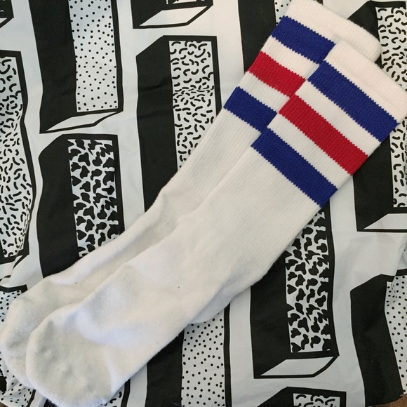 American apparel calf socks red / blue