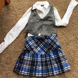 High waisted plaid skirt