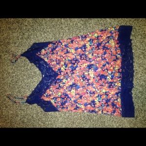 Loose, lace spaghetti strap tank