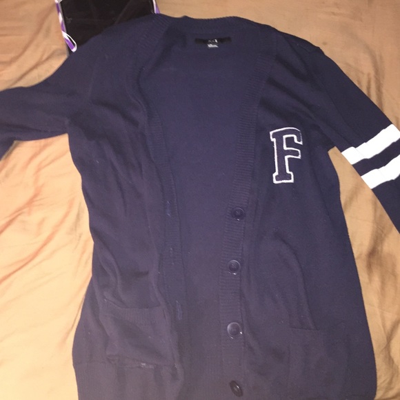 Navy blue Patched Cardigan