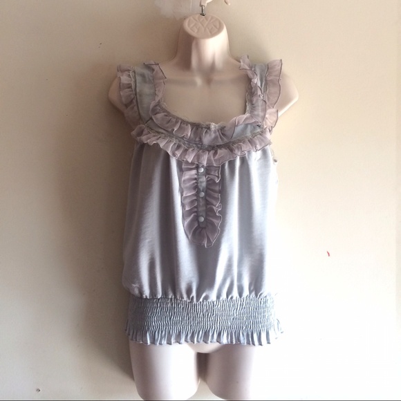 Rachael & Chloe Tops - Silver Ruffled Tank