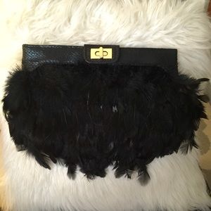 Asos Feather Clutch in Black
