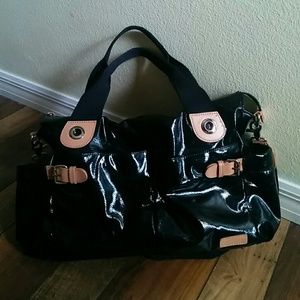 Storksak "Kate" black patent diaper bag
