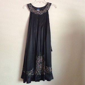 Sue Wong Black Baby Doll Satin Sleeveless Dress