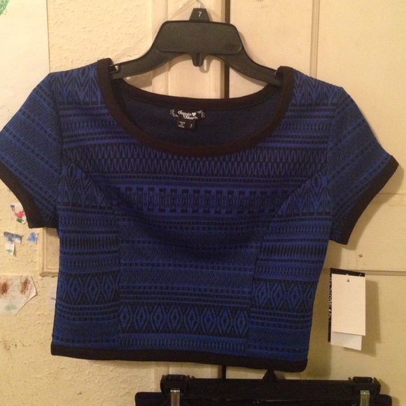 NWT Blue w/ black 2 pc dress set sz 7 juniors - Picture 4 of 4