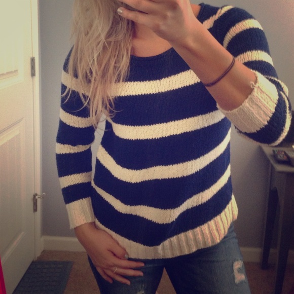 J CREW blue and white sweater