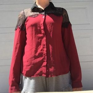 A'Gaci Maroon button down blouse
