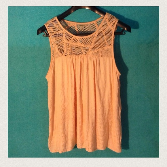 LUCKY BRAND orange crocheted top sleeveless