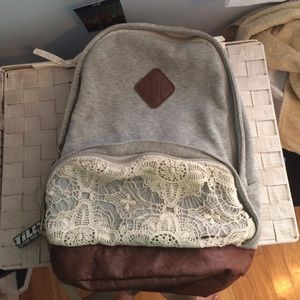 Gray Crochet Backpack