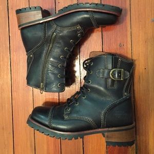 Vintage 90s Harley Davidson Black Combat Boots