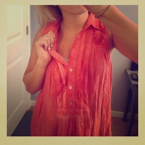 FREE PEOPLE shirt/ dress rustic orange