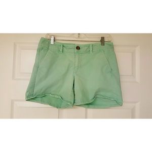 American Eagle Twill Midi Shorts- mint green
