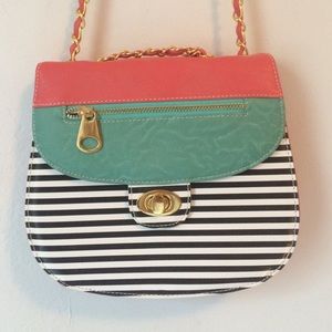 Striped Purse with Gold Details