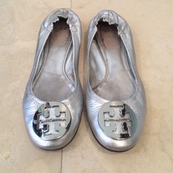Tory Burch Silver Ballet Flats
