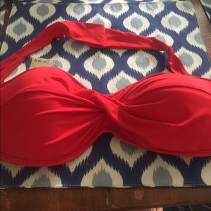 Red Tommy Bahama bandeau bikini top