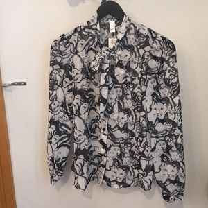 NEW American Apparel Cat Fancy Secretary Blouse