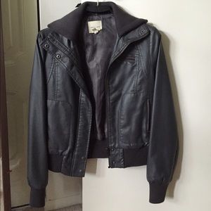 Gray Faux Leather Jacket