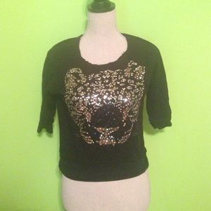 Black Leopard Sequined Sweater