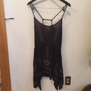 Free People Floral Embroidered Trapeze Slip Dress