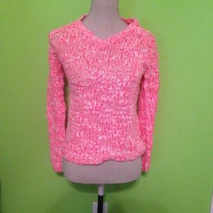 Pink and White Knitted Sweater