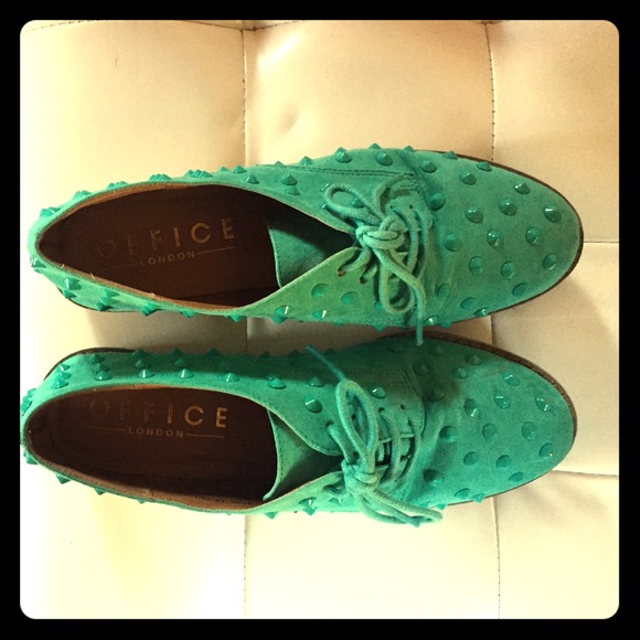 Studded turquoise sneakers!