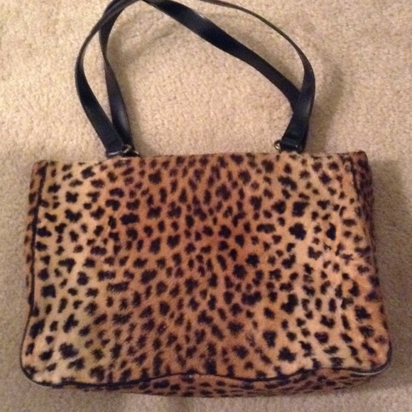 Leopard Print Faux Fur Handbag