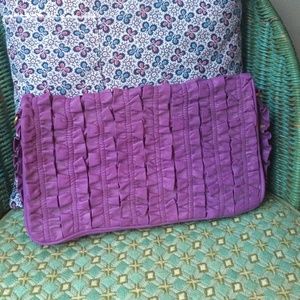 Purple ruffle clutch