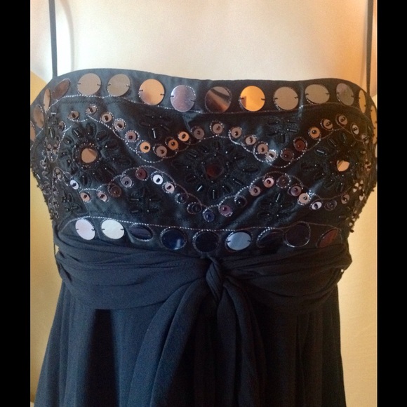 ❤️❤️🌹🌹Black Silk & Chiffon Party Dress 🌹🌹❤️❤️ - Picture 3 of 4