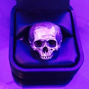 Mens Half Jaw Skull Ring Solid .925 Silver Heavy