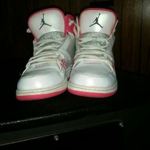Jordans pink white and silver
