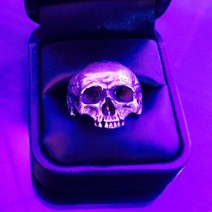 Mens Half Jaw Skull Ring Solid .925 Silver Heavy