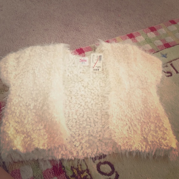 White sparkly throw on sweater