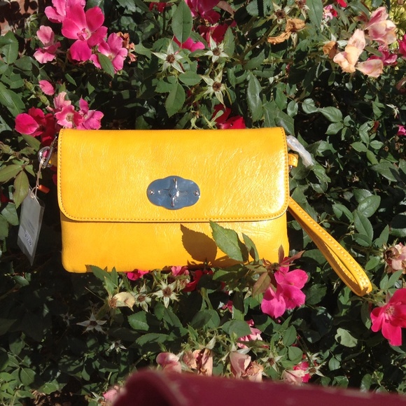 Yellow clutch or over the shoulder handbag