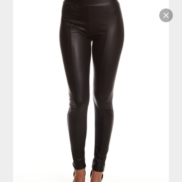Black faux leather leggings